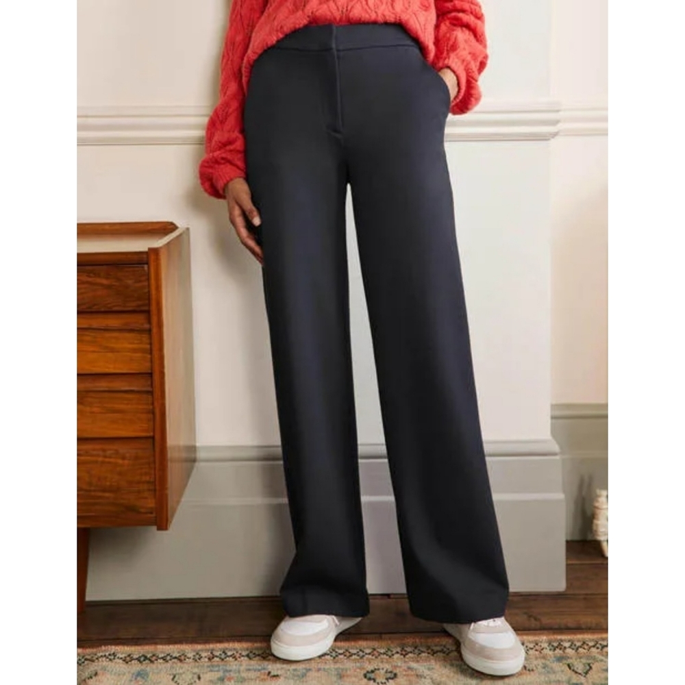 Boden | Hampshire Ponte Wideleg Pants in Navy Size 14 Regular